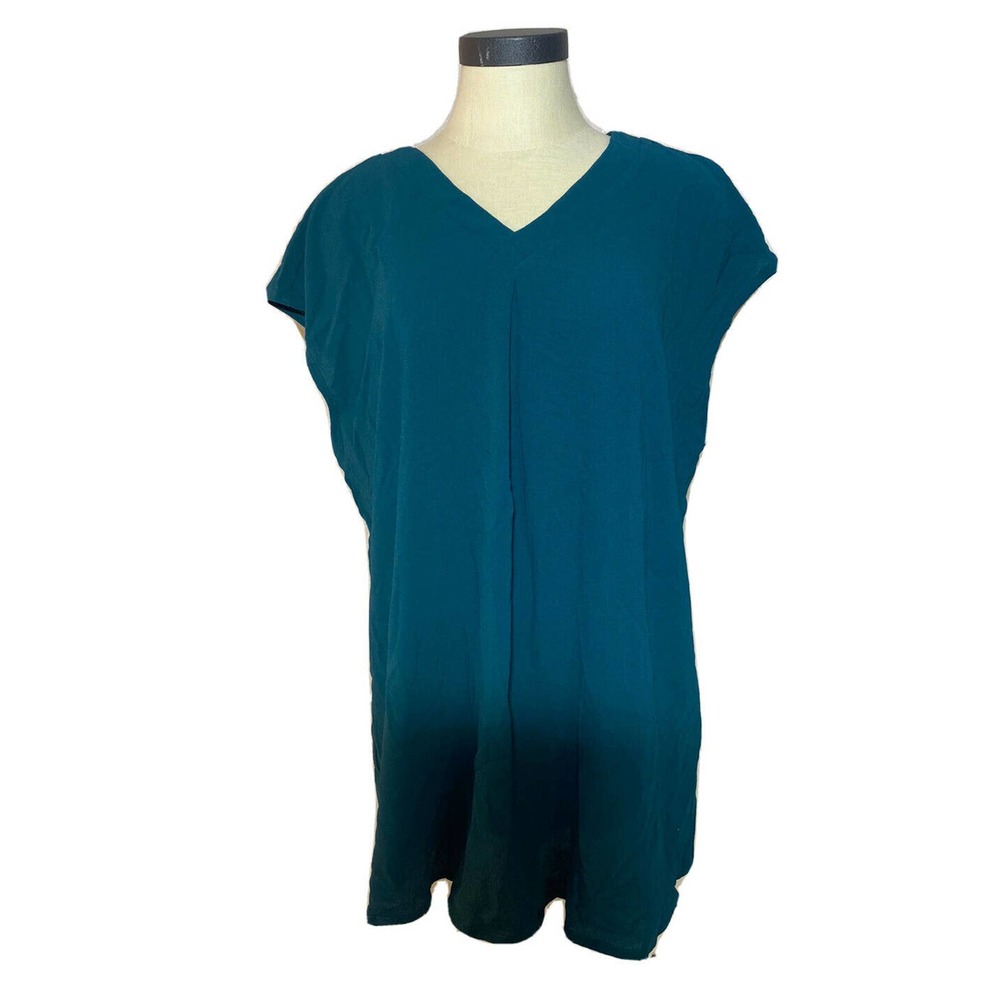 CJ Banks womens blouse with criss cross back teal NWT size 1X. 1a